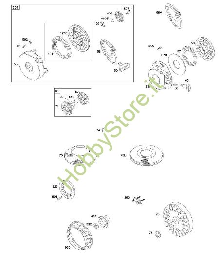 G - Volano, dispositivo di avviamento a riavvolgimento B&S - 09 €¦ 091212-1230-B1 brand Stihl